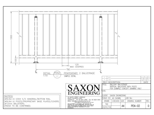 Handrail and Balustrade Drawings – Saxon Engineering