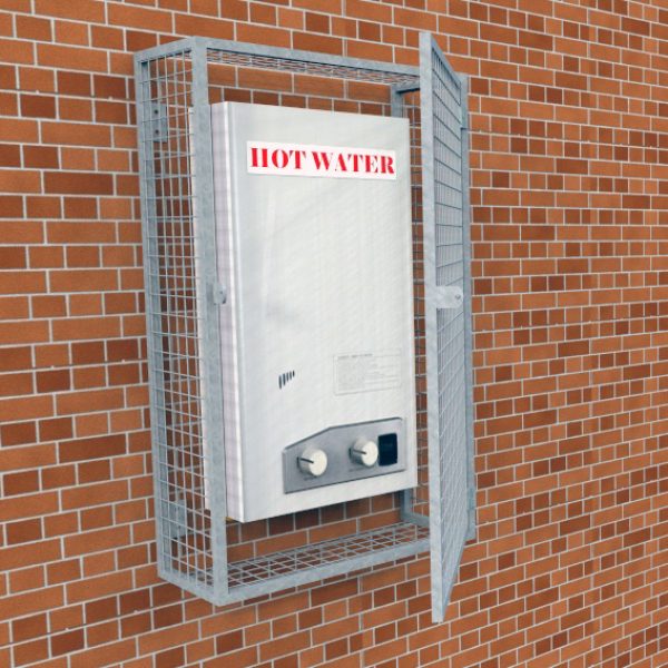 example of wall mounted single swing door hot water service cages